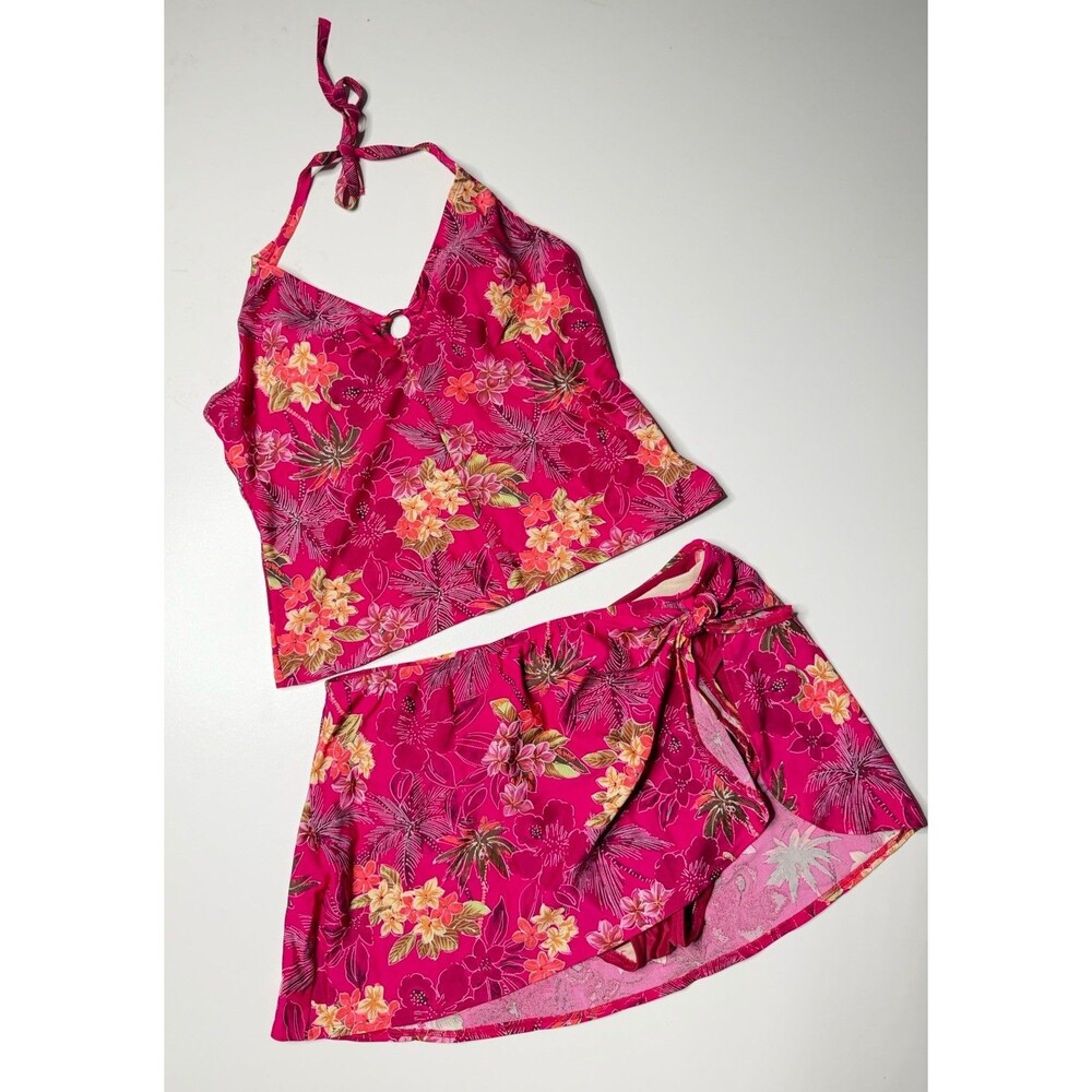 Christina Tankini Swimsuit Havana Heat Tropical Print Top & Swim Skirt Size XL